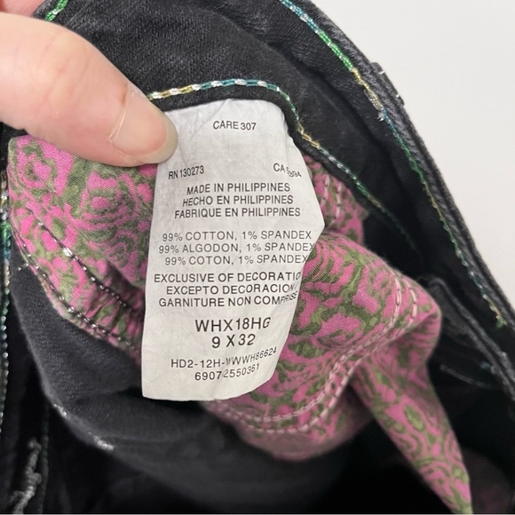 WRANGLER Rock 47 Black Boot Cut Jeans Contrast Stitching Silver Sequin Pockets 9 - Picture 5 of 9